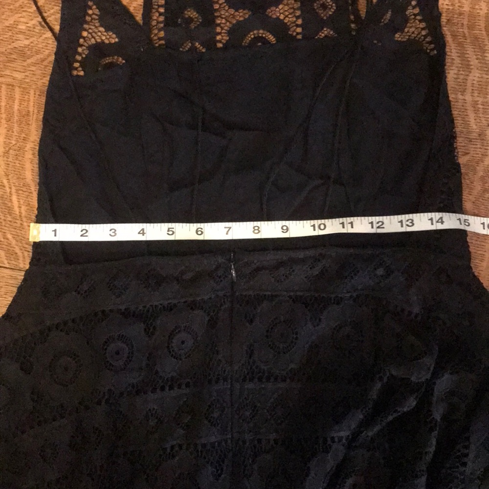 Free People Black Asymmetrical Lace Dress Backless - Picture 5 of 6